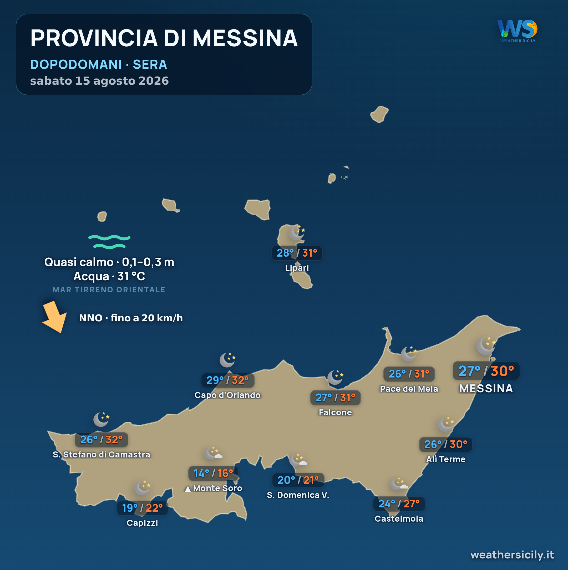 Previsioni provincia di Messina Dopodomani