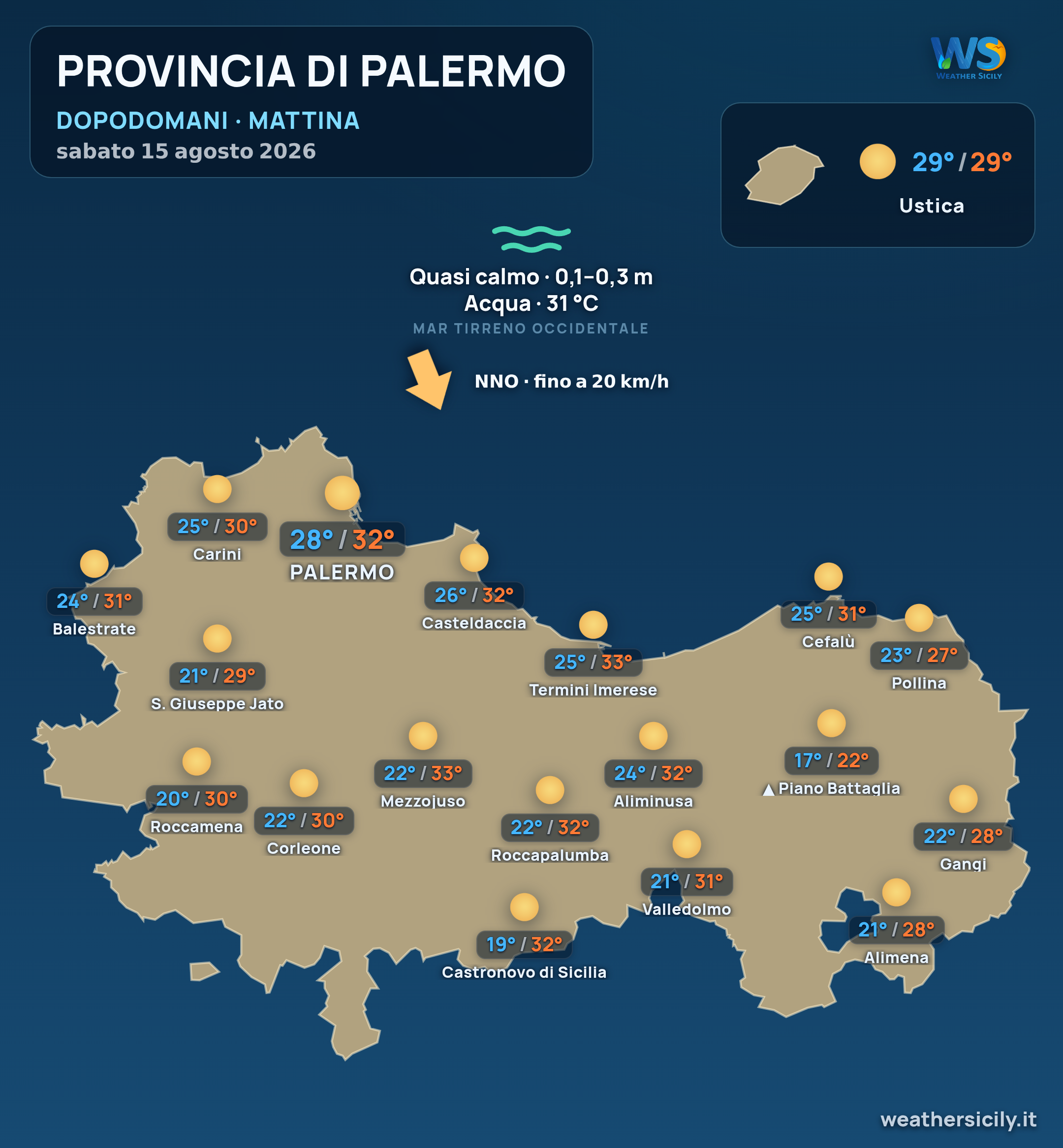 Previsioni provincia di Palermo Dopodomani