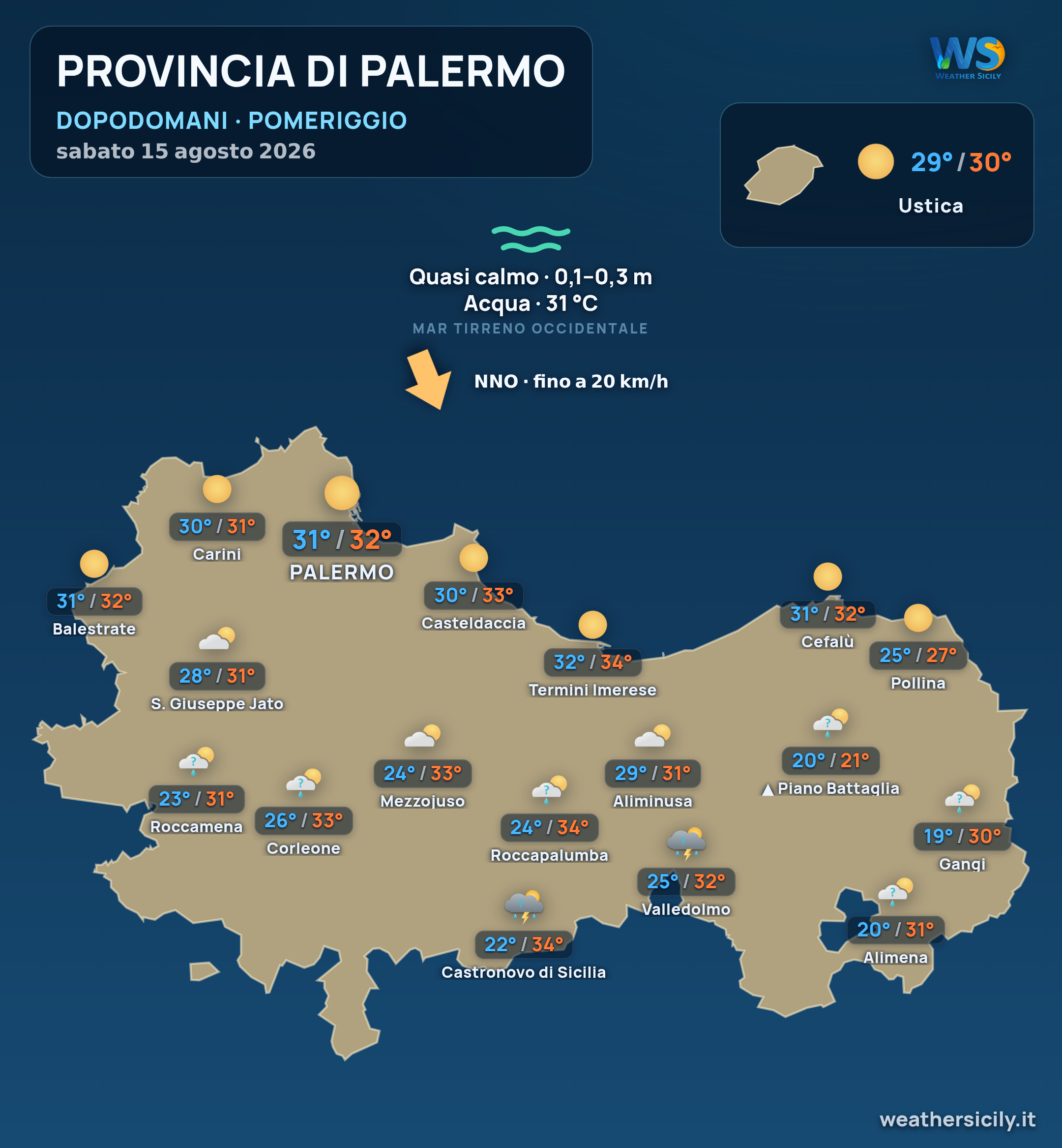 Previsioni provincia di Palermo Dopodomani