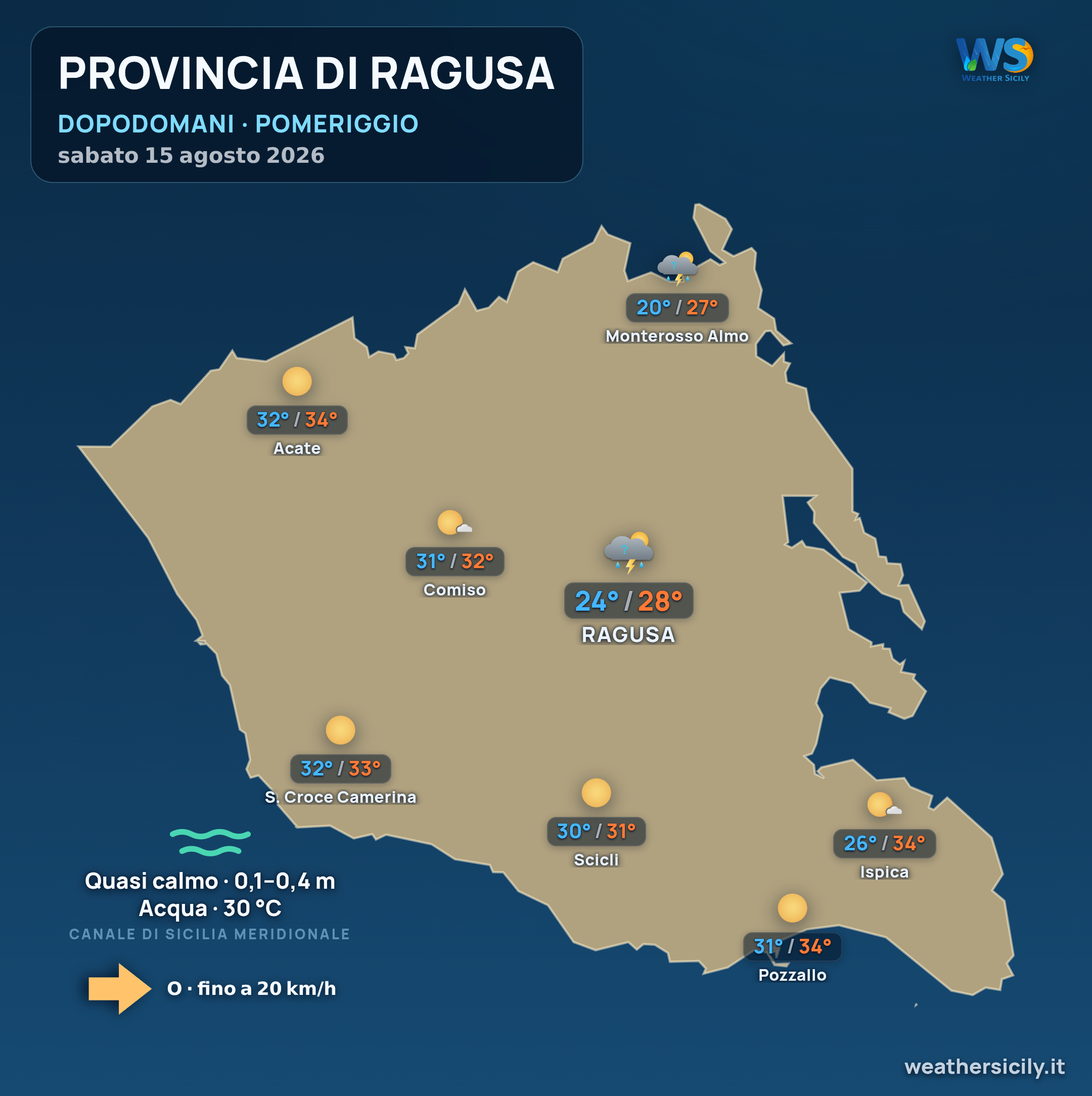 Previsioni provincia di Ragusa Dopodomani