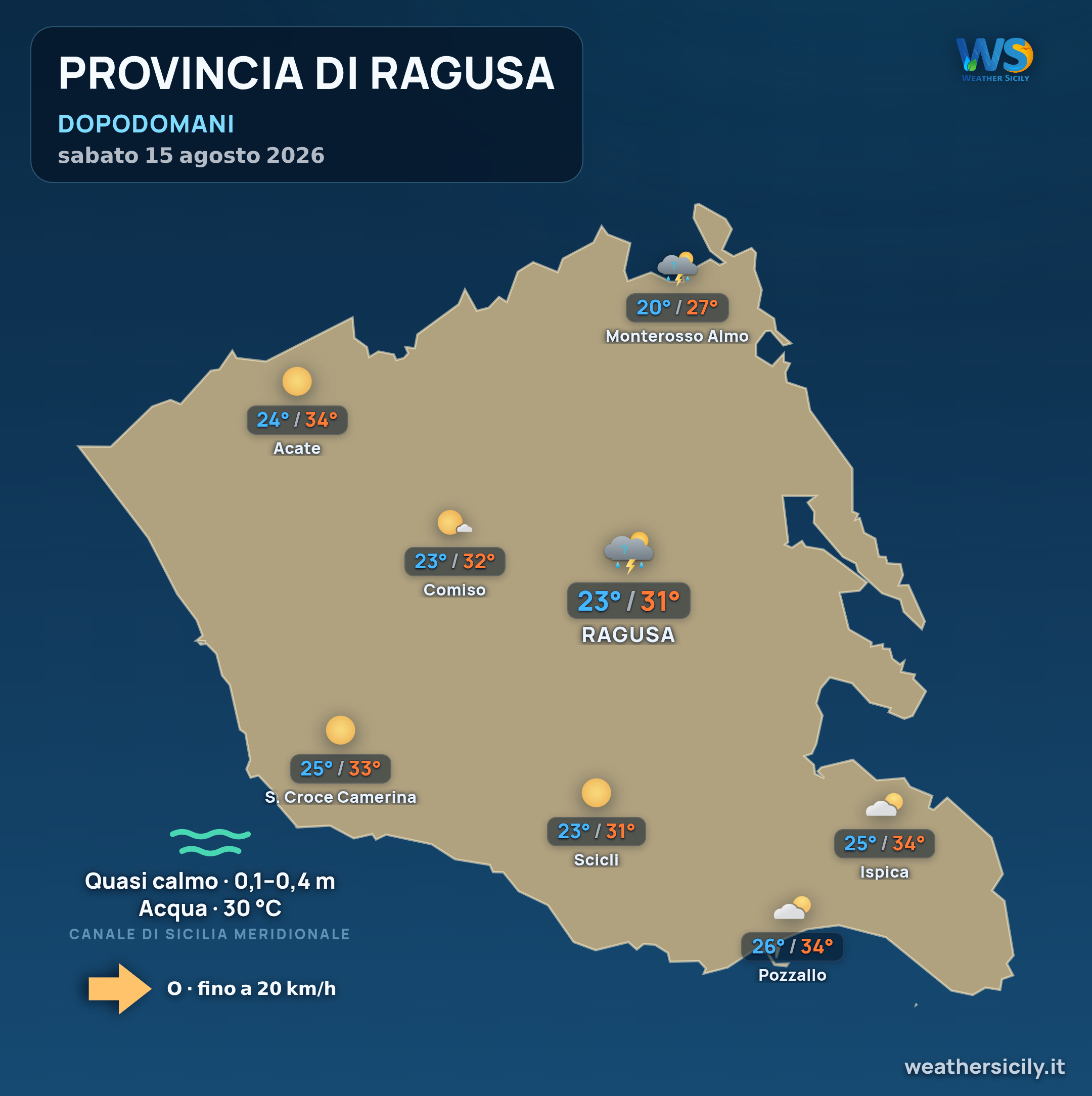 Previsioni provincia di Ragusa Dopodomani