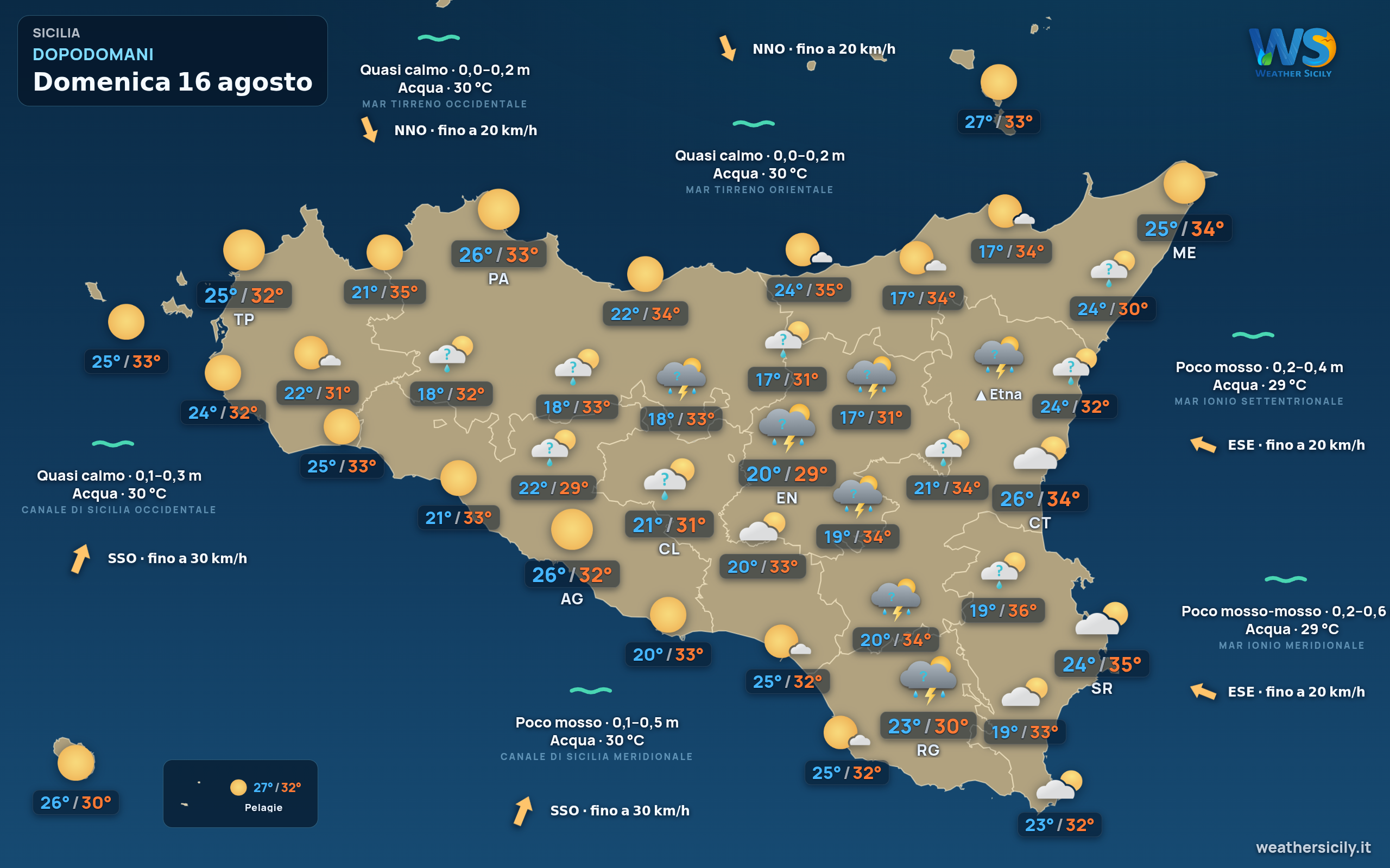 Previsioni meteo della Sicilia di dopodomani