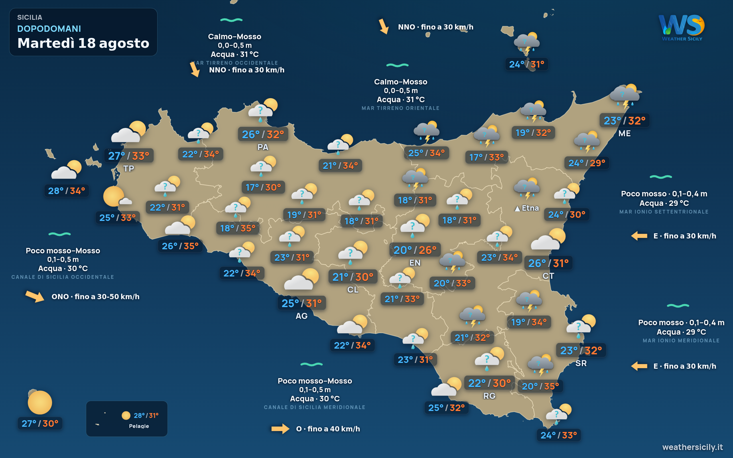 Previsioni meteo della Sicilia di dopodomani