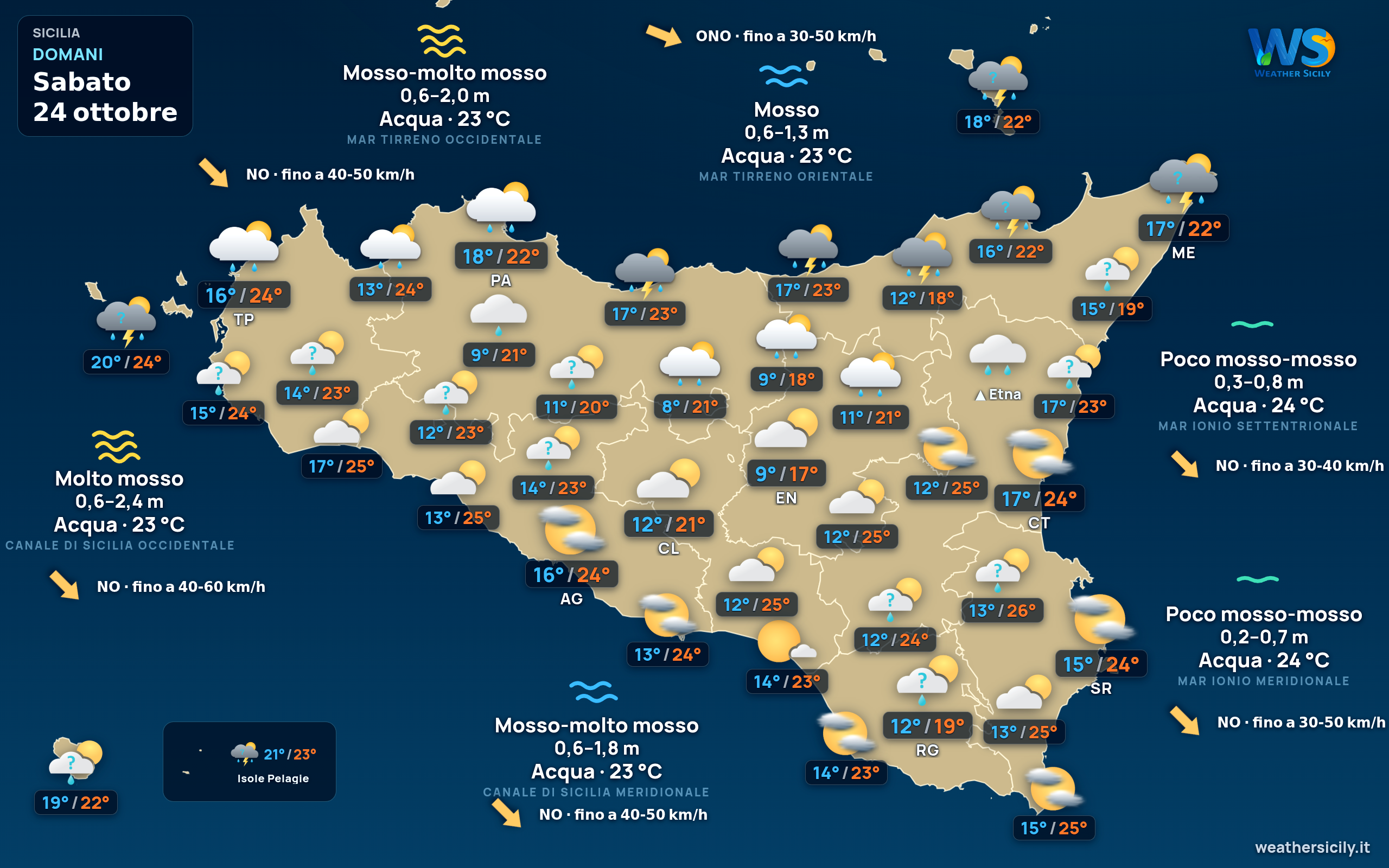 Previsioni Sicilia — sabato 24 ottobre