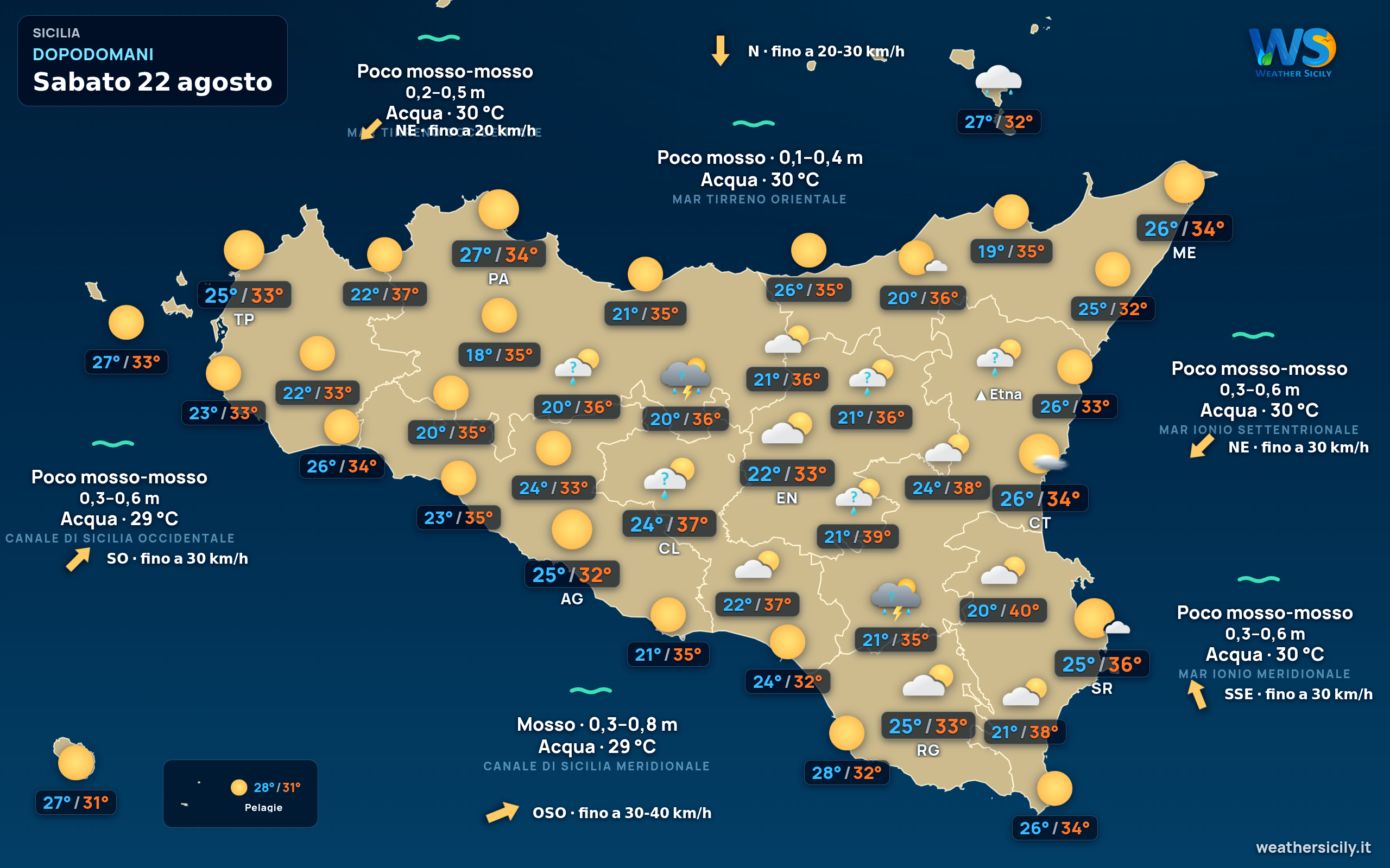 Previsioni meteo della Sicilia di dopodomani