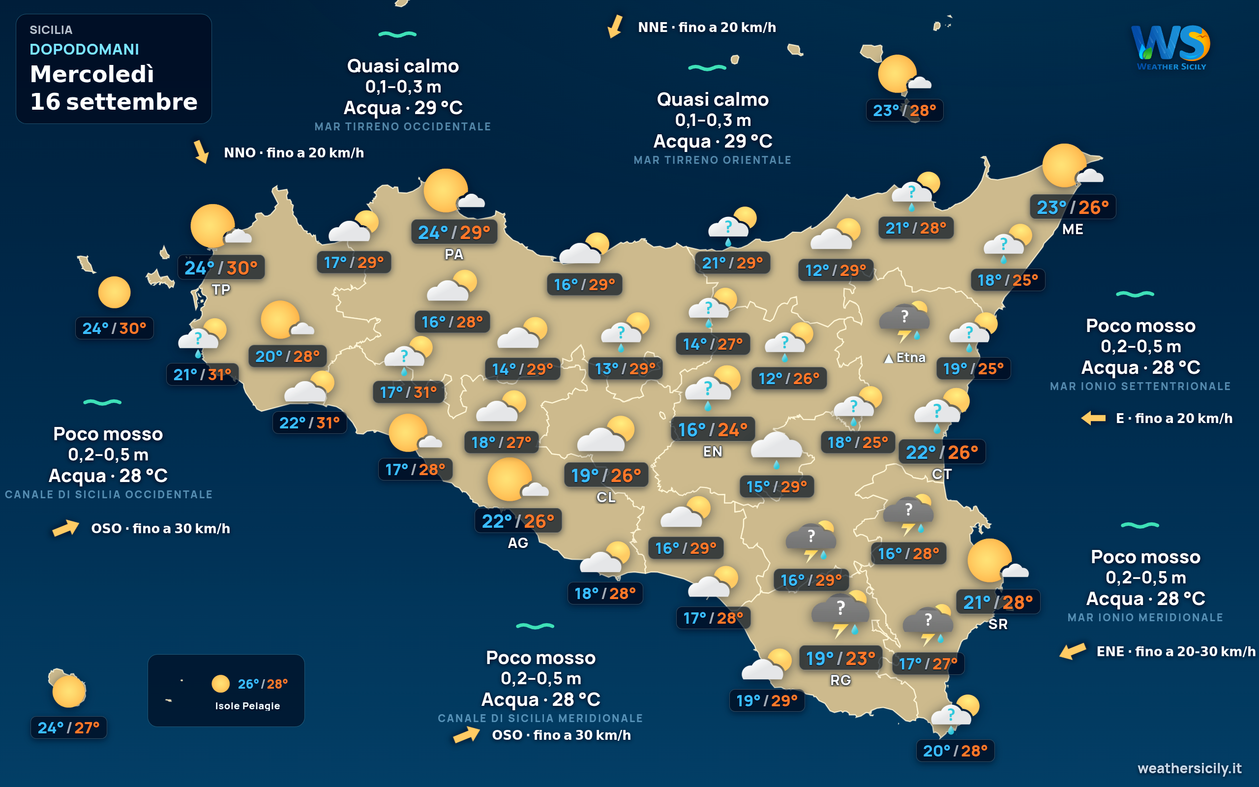 Previsioni meteo della Sicilia di dopodomani