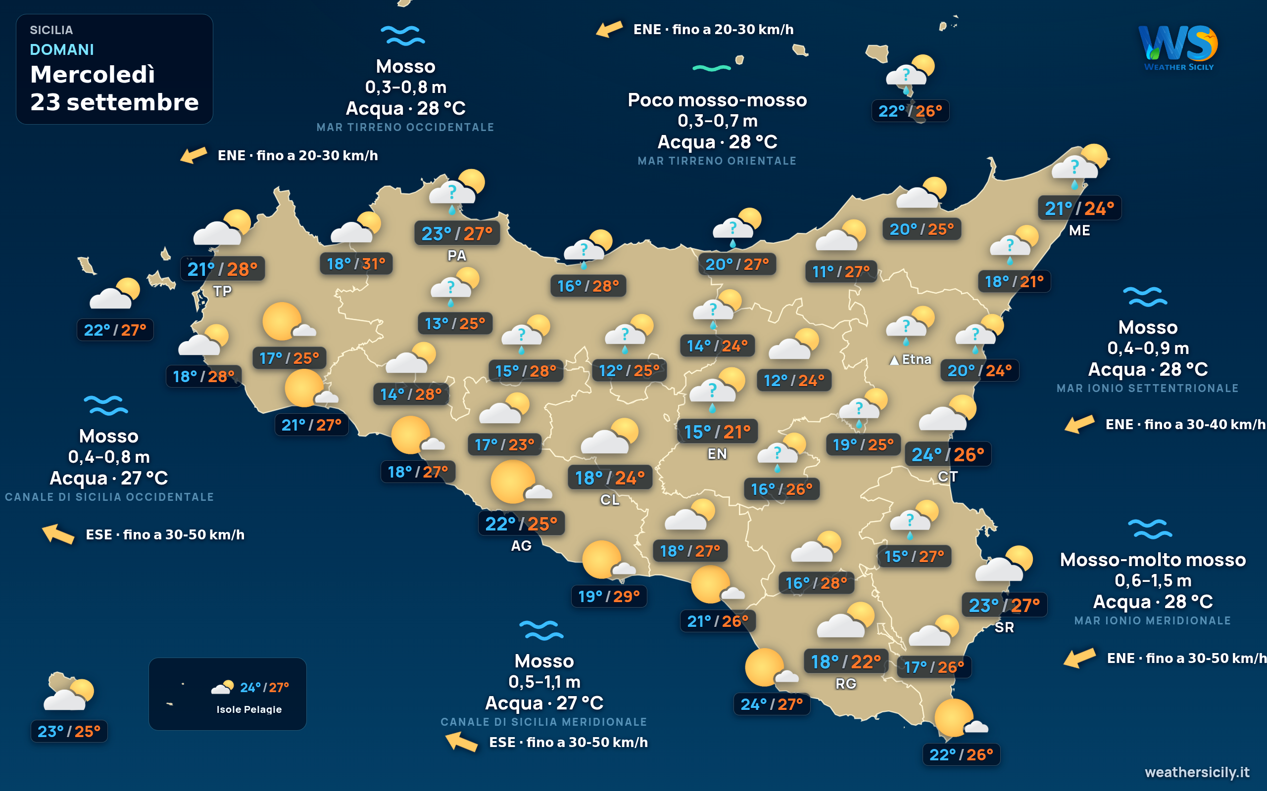 Mappa previsioni Sicilia Domani Giornata