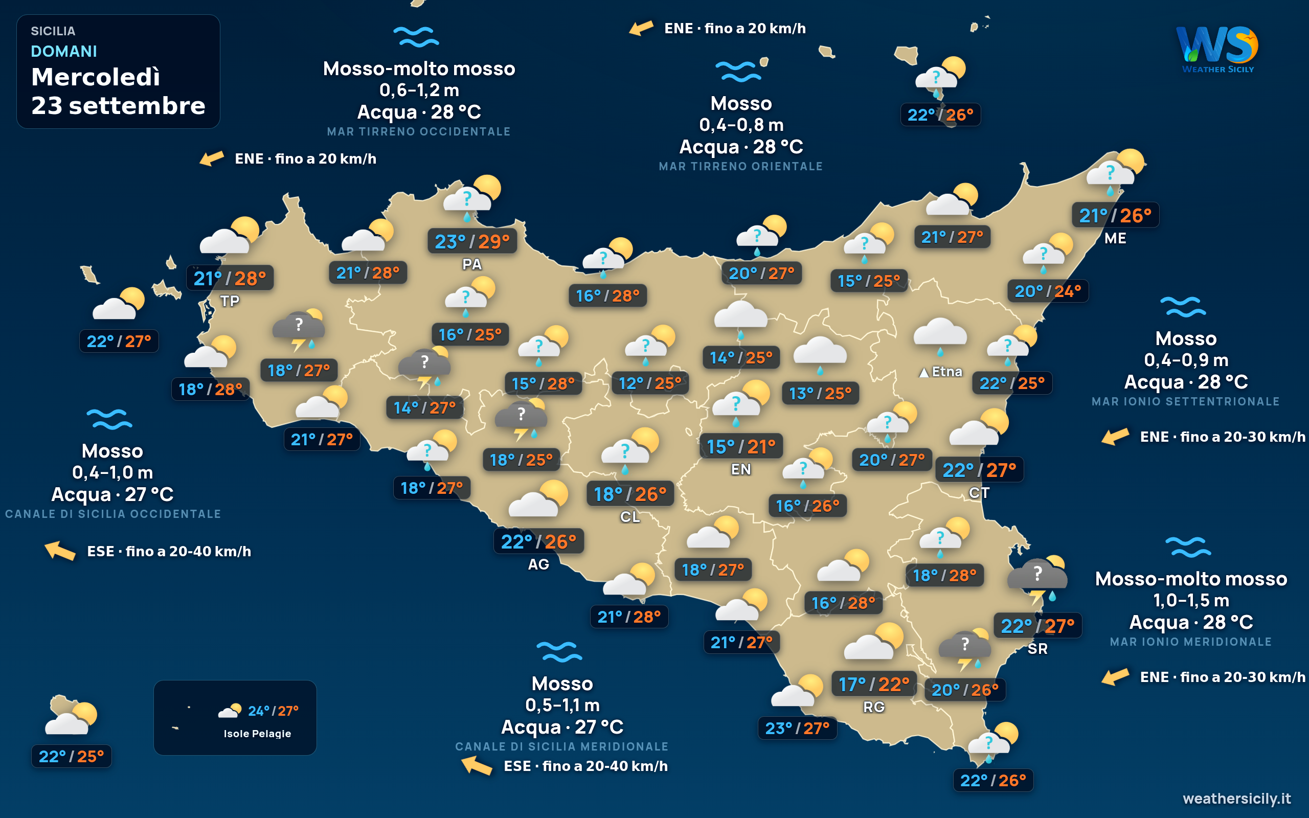 Mappa previsioni Sicilia Domani Giornata