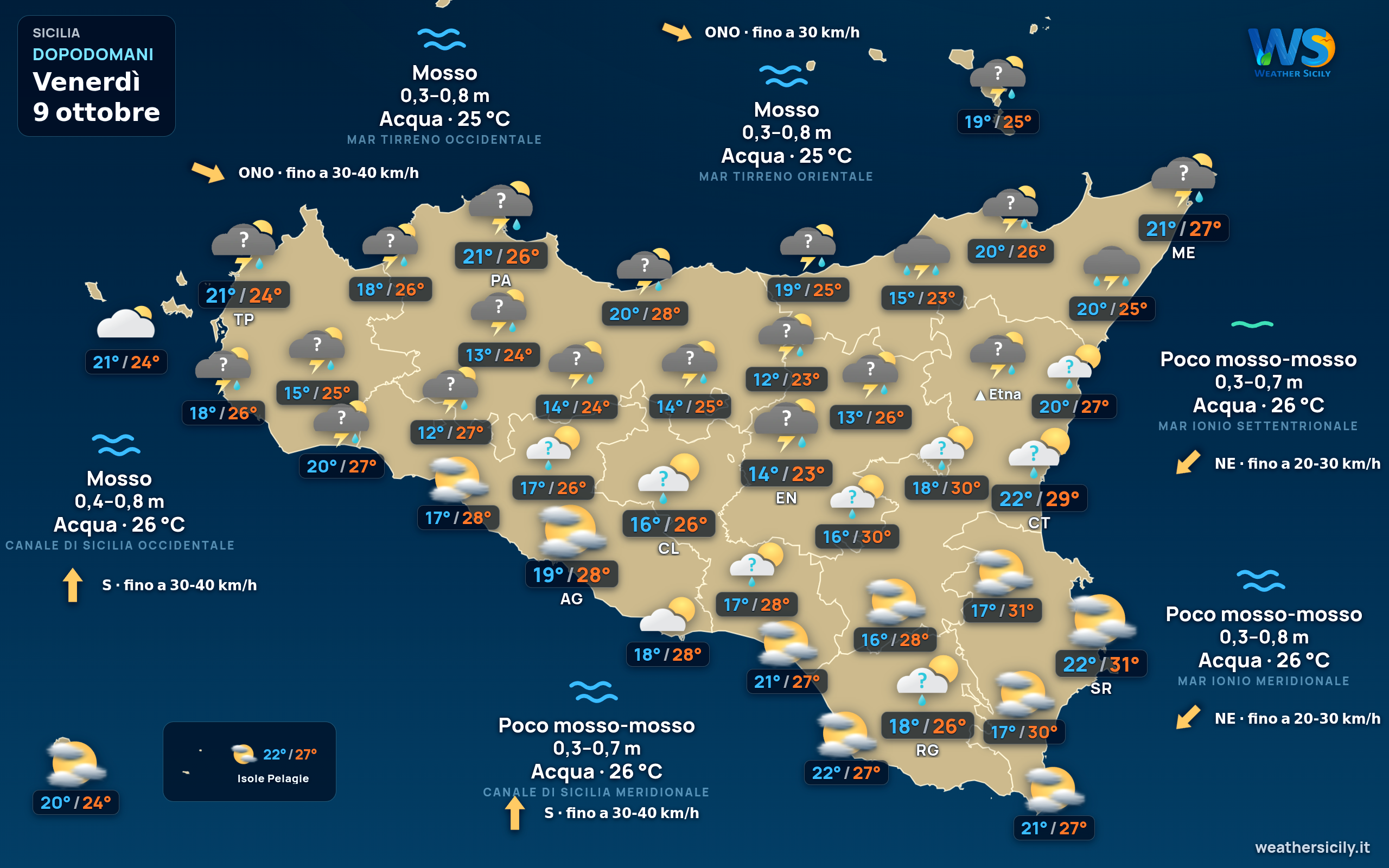 Previsioni meteo della Sicilia di dopodomani