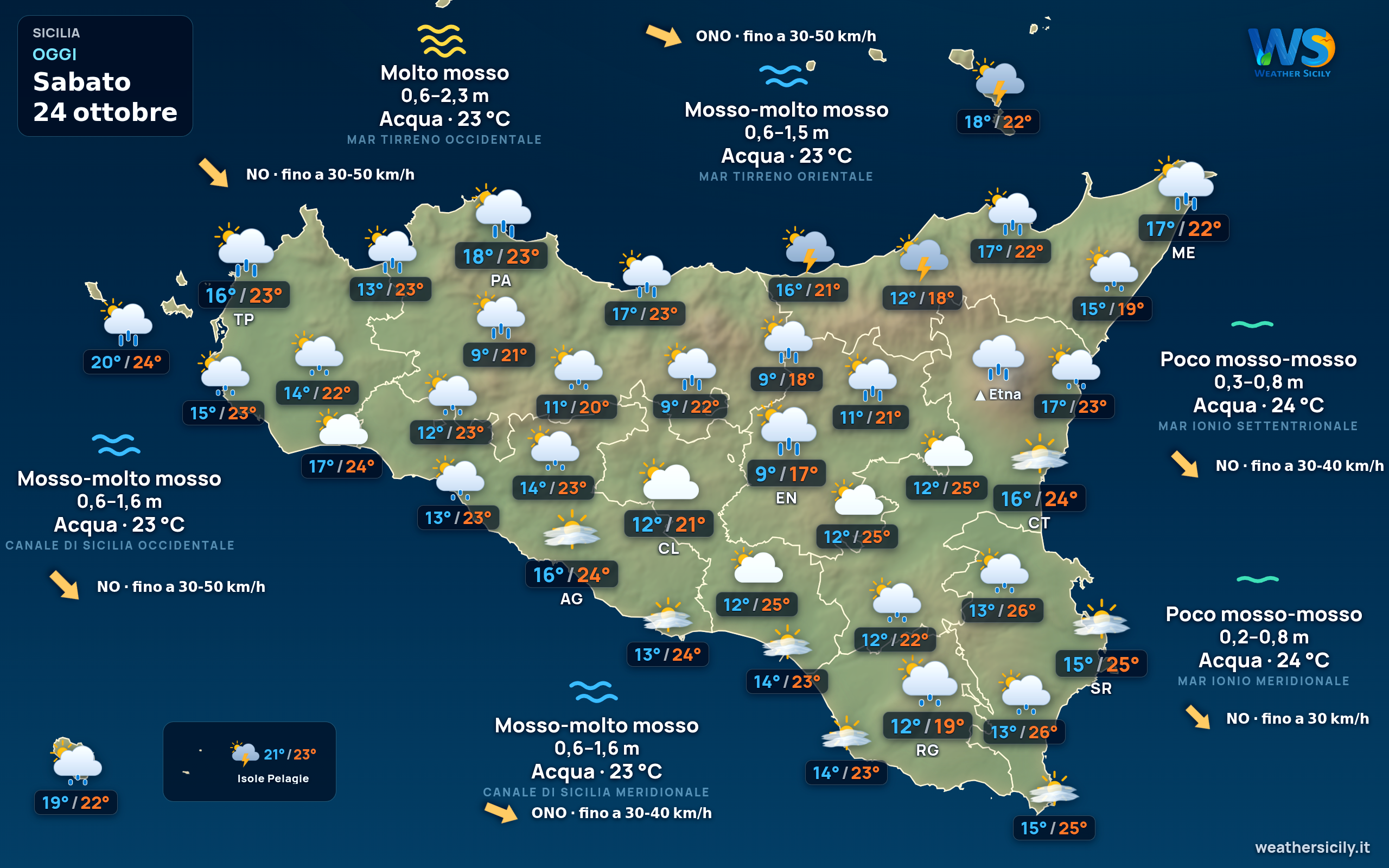 Previsioni Sicilia — sabato 24 ottobre