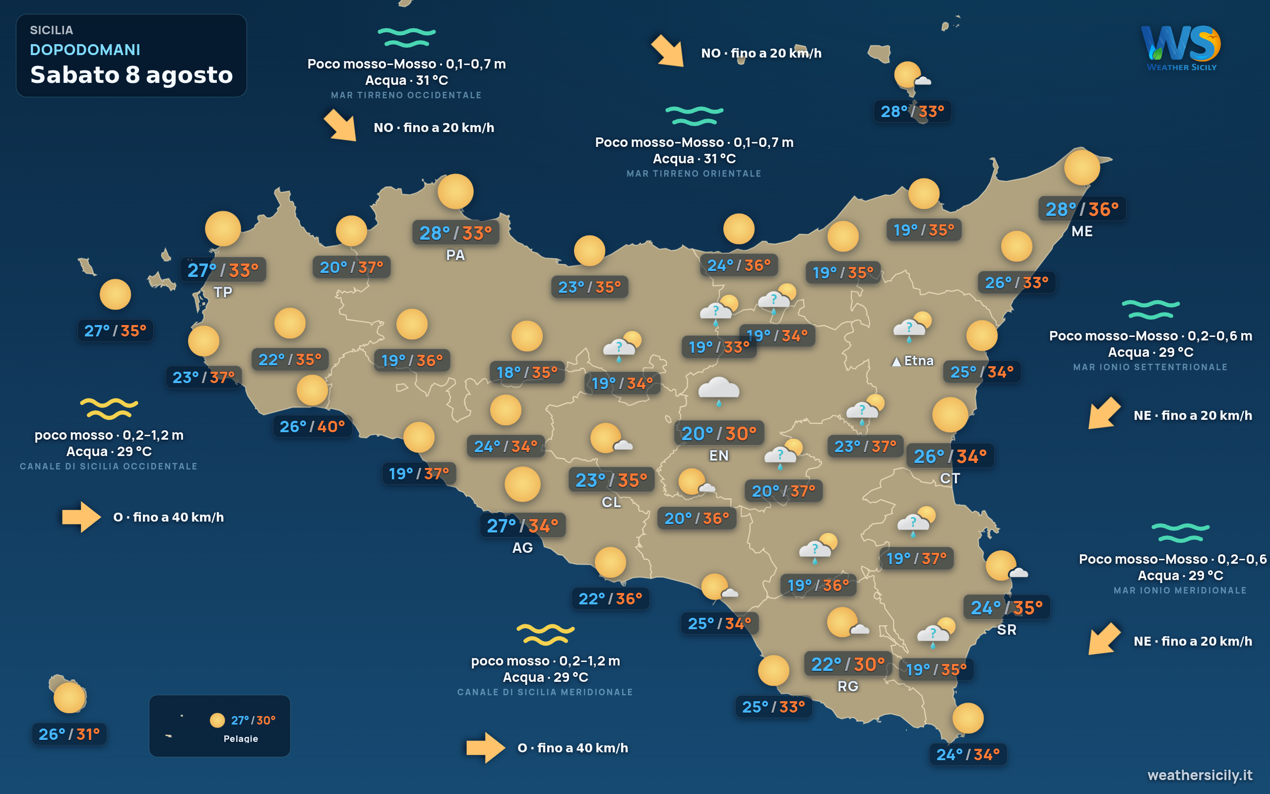 Previsioni meteo della Sicilia di dopodomani